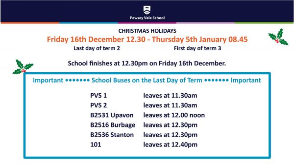 Bus times end of term for TV